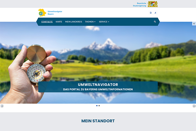 Screenshot der Website https://www.umweltnavigator.bayern.de/