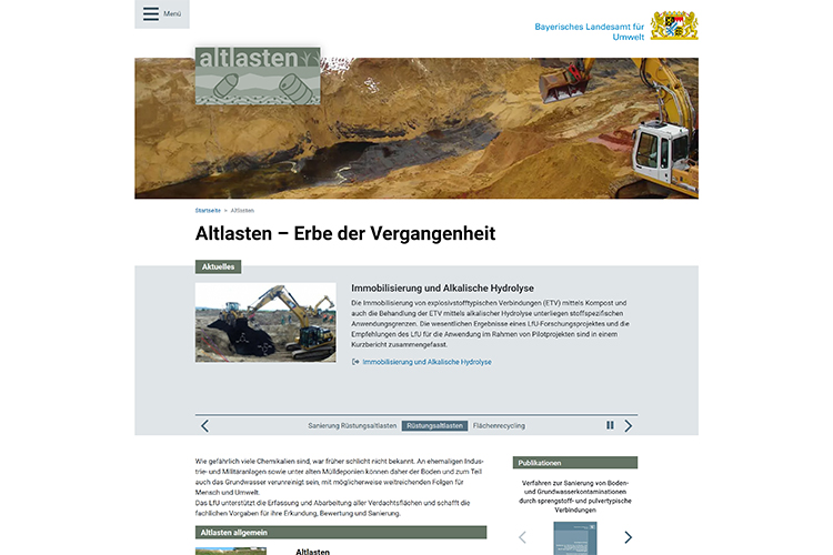 Screenshot der Website https://www.lfu.bayern.de/altlasten/index.htm