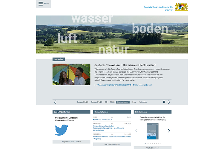 Screenshot der Website https://www.lfu.bayern.de/index.htm