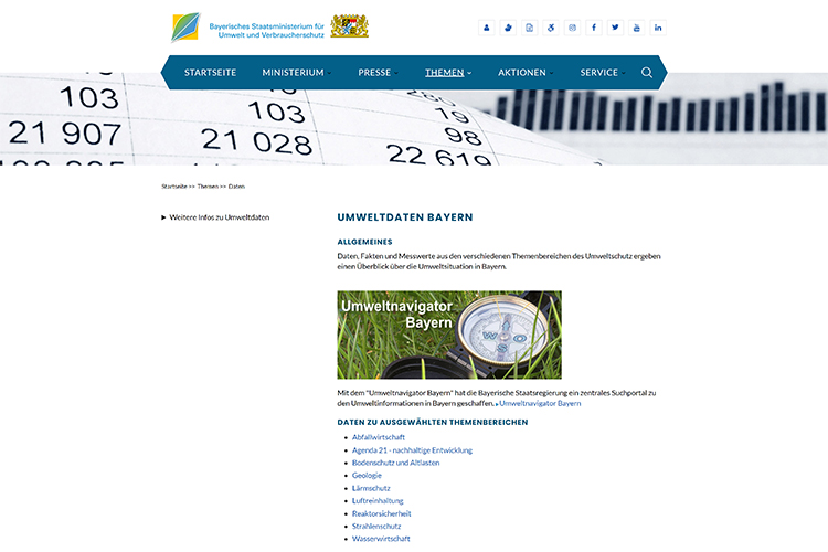 Screenshot der Website https://www.stmuv.bayern.de/themen/daten/index.htm